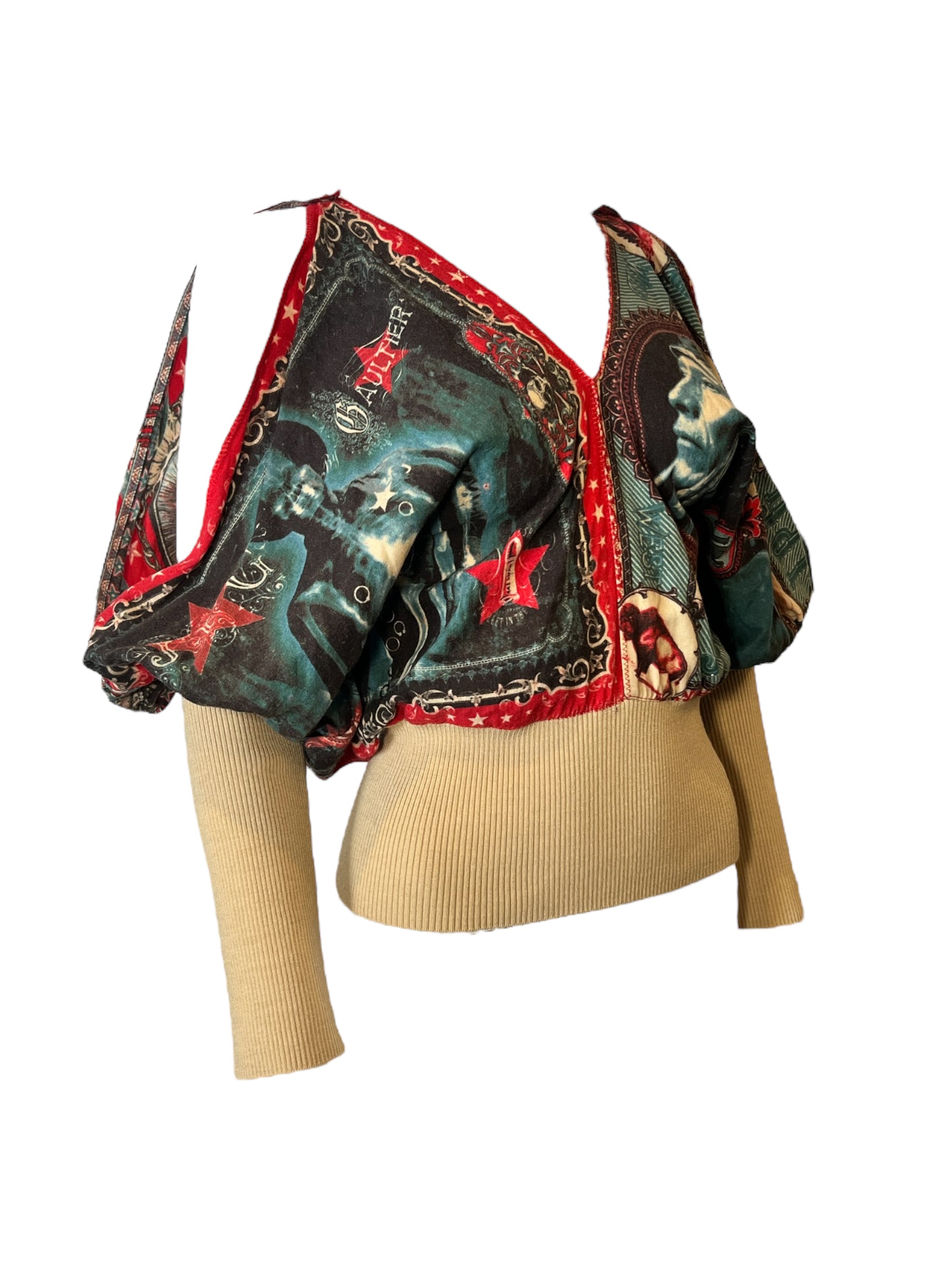 Jean Paul Gaultier 80s/90s Native American Print Butterfly Top